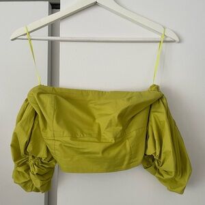 Abercrombie & Fitch Lime Green Off-Shoulder Puff Sleeve Crop Top